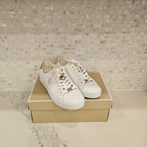 Michael Kors White Sneakers With Gold Accents